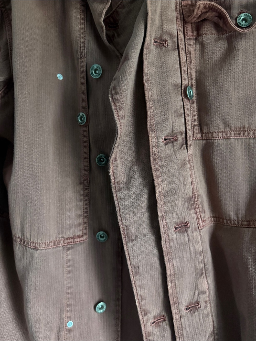 Free People Women’s Casual Rust Red Denim Button-Up Military Jacket - Picture 4 of 8
